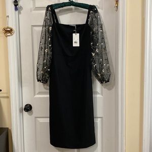 Lichi Tulle-sleeve midi dress